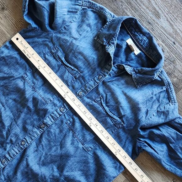 PILCRO AND THE LETTERPRESS ANTHRO Split Hem Denim Shirt S - Picture 9 of 12